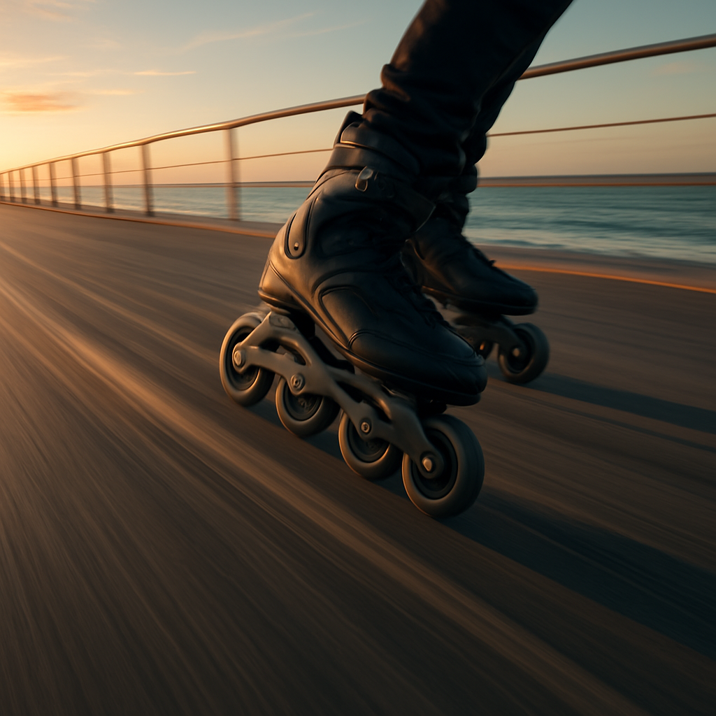 Patines inline sobre el paseo marítimo